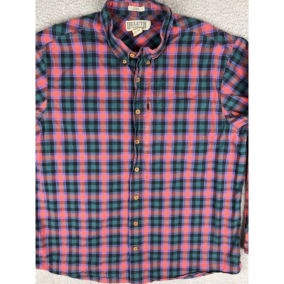 Men's Duluth Trading Co Long Sleeve Plaid Flannel Button Up Shirt Pink XL Tall - Picture 4 of 11